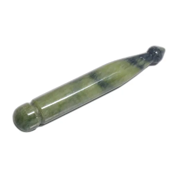 Polished green stone massage wand — view 2