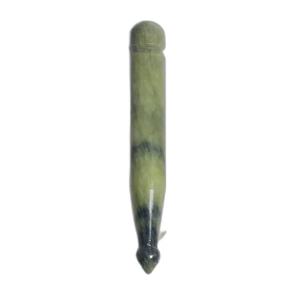 Polished green stone massage wand — view 3