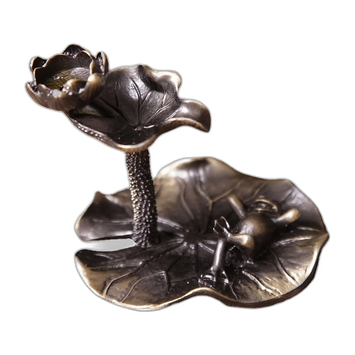 Small brass-finish lotus backflow incense burner
