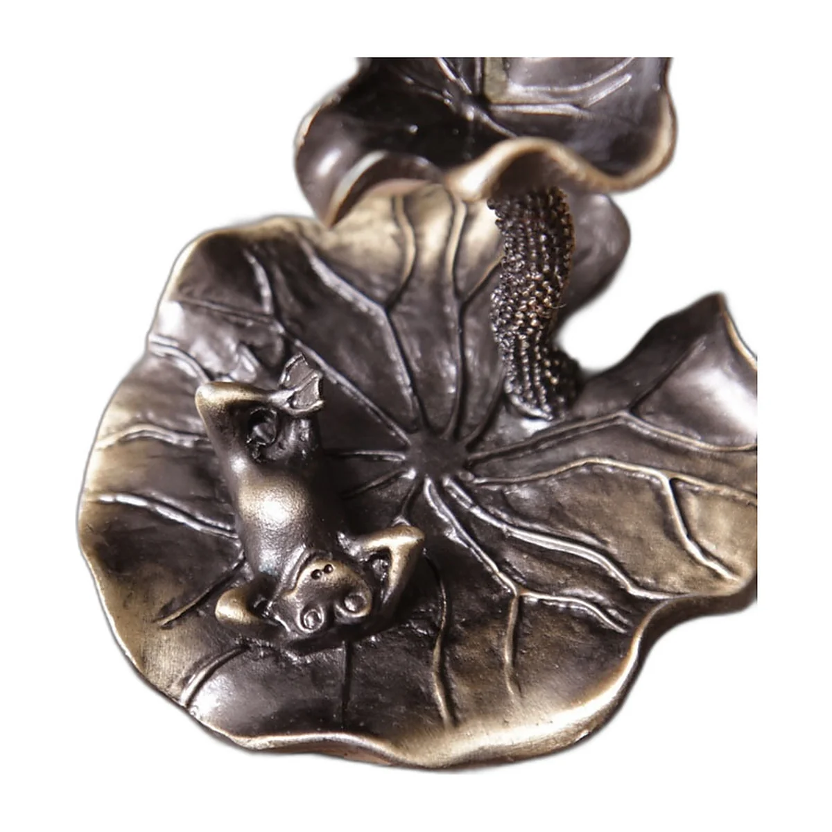 Small lotus backflow incense burner, brass finish — photo 4 of 5