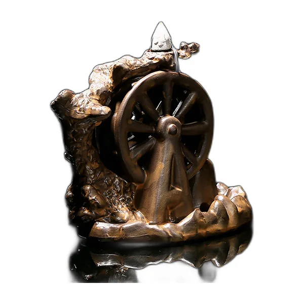 Ceramic water-wheel backflow incense burner