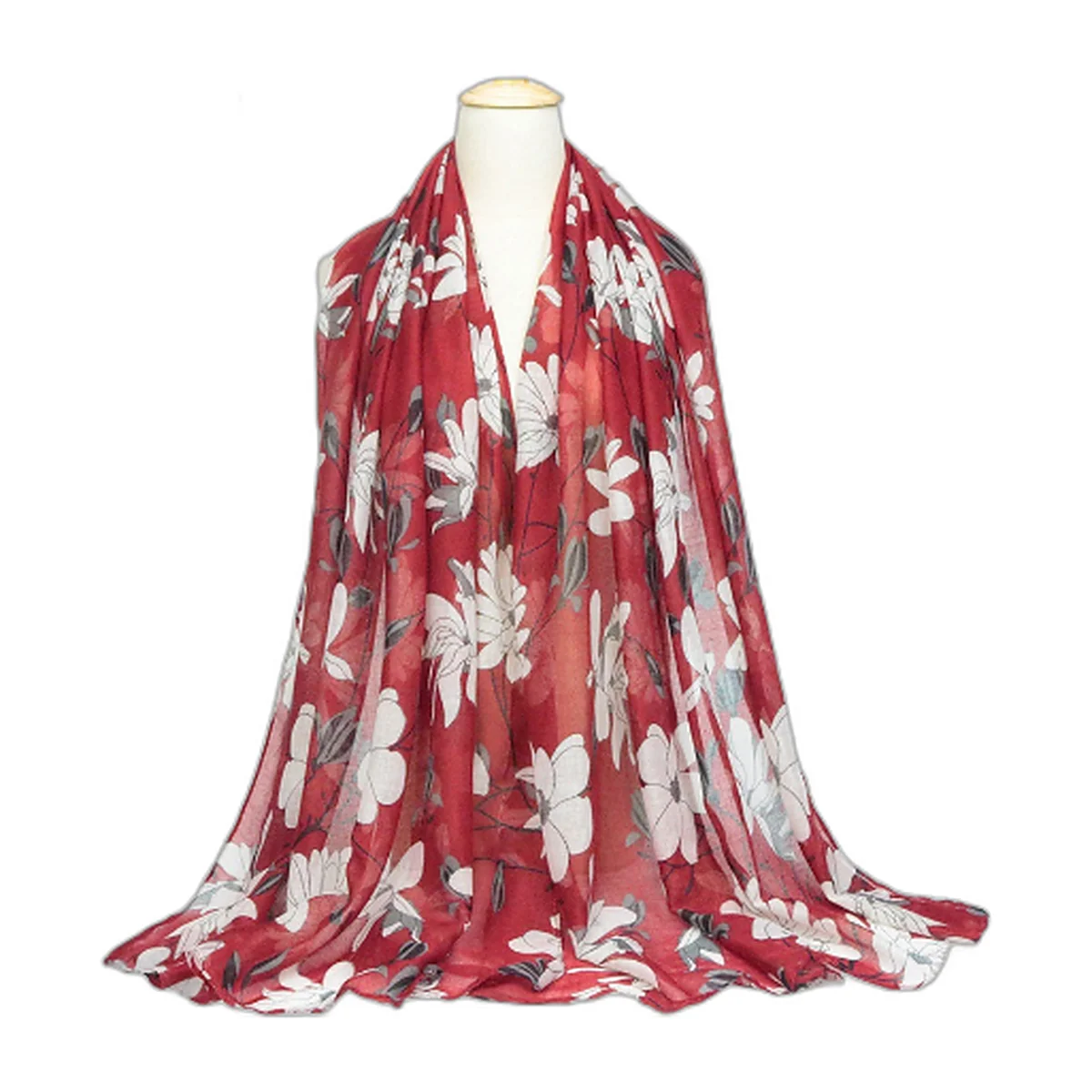 Cotton meditation shawl, 180 × 90 cm, floral print — photo 3 of 3