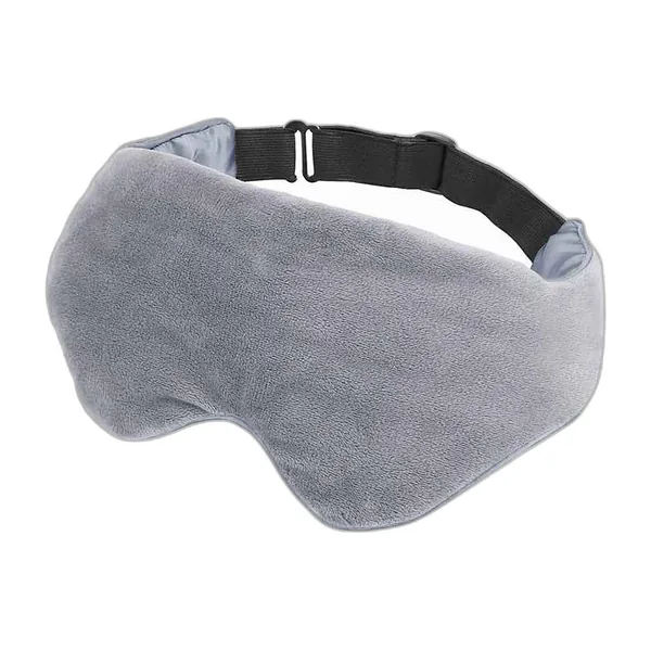 Weighted grey cotton eye mask with adjustable elastic strap