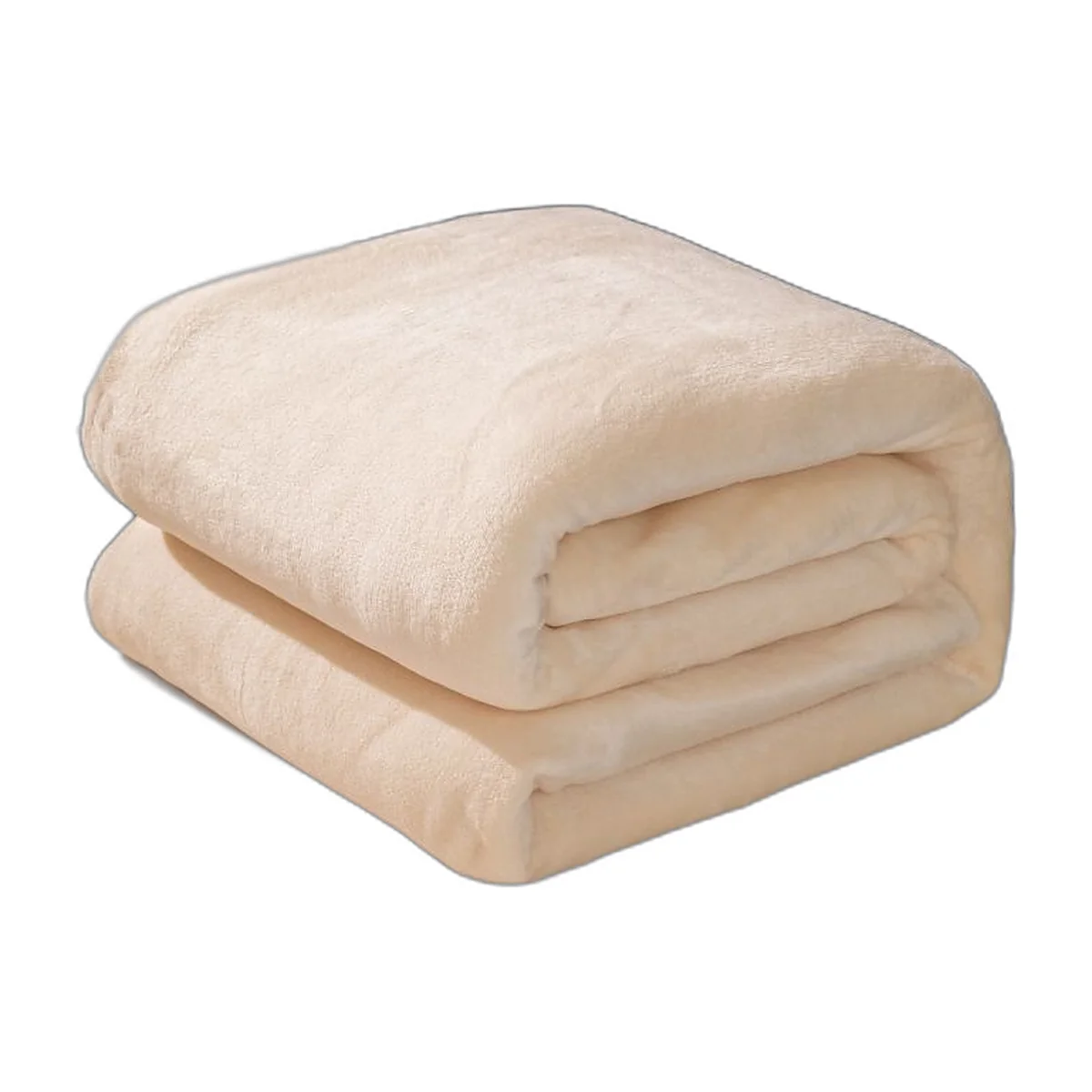 Beige fleece blanket folded in four