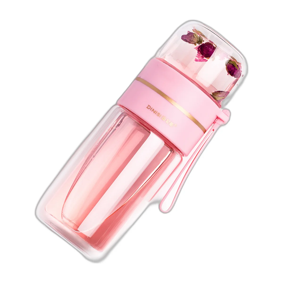 Double-wall glass tea bottle with steel filter, 400 ml — photo 5 of 6