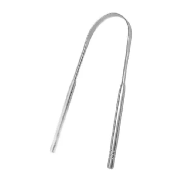 U-shaped stainless steel tongue scraper, one of the two in the set
