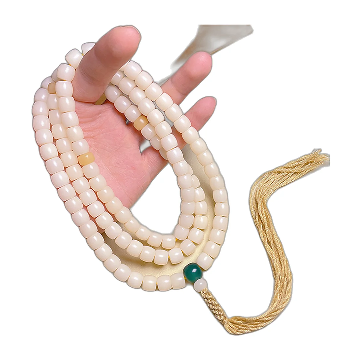 108-bead white “bodhi root” mala with tassel — photo 3 of 3