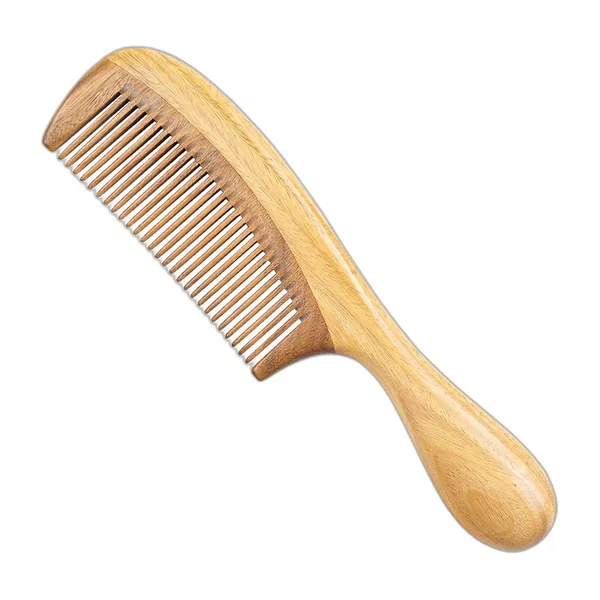 “Green sandalwood” wooden comb, fine teeth — view 2