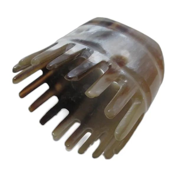 Dark buffalo horn massage comb with wide teeth