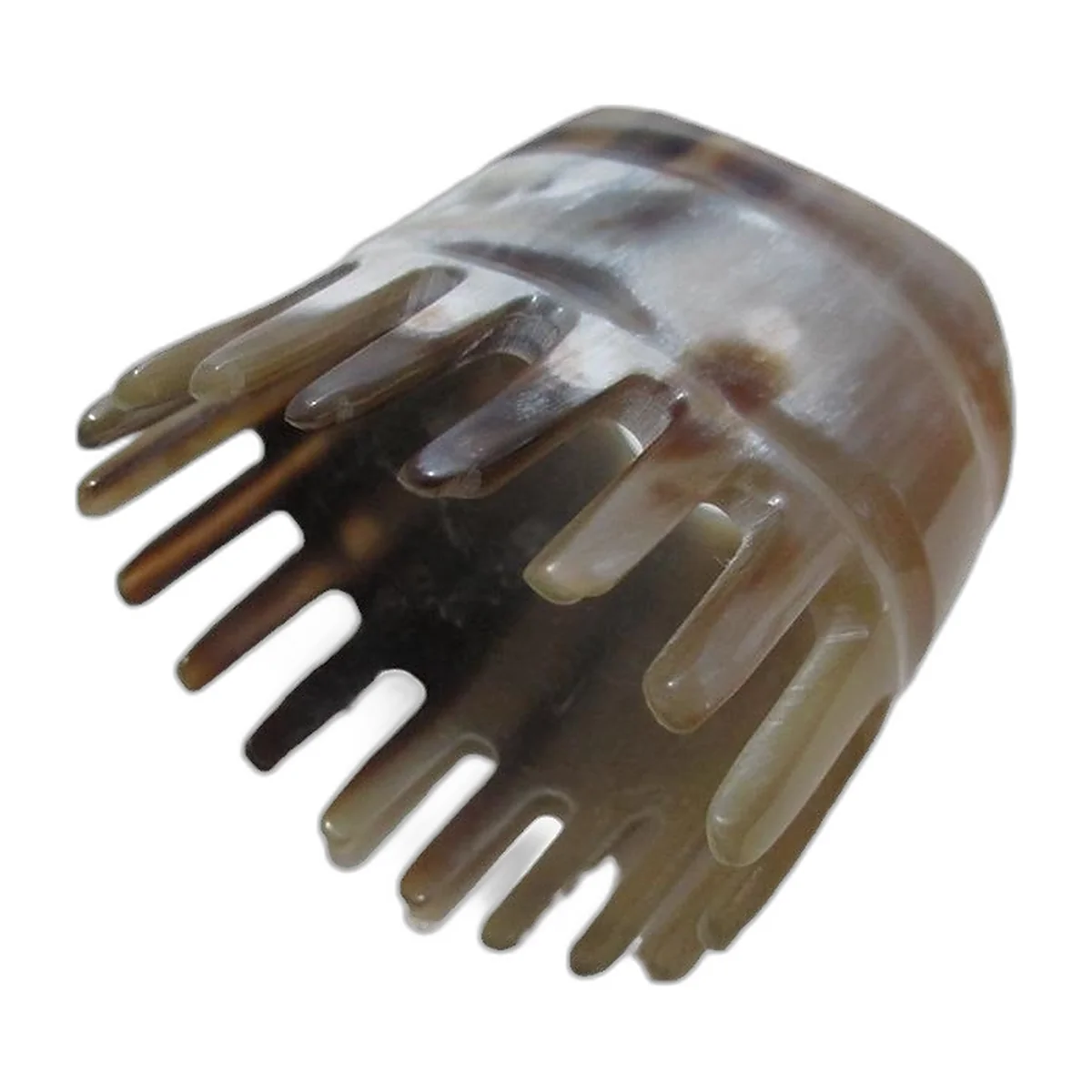 Dark buffalo horn massage comb with wide teeth