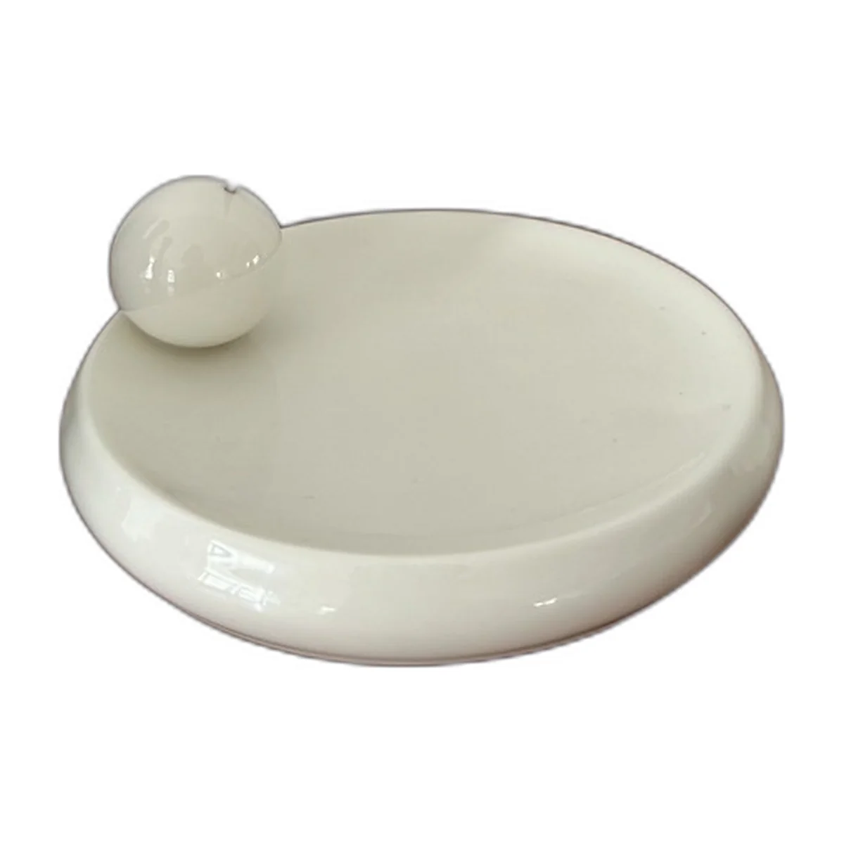 White ceramic incense holder with ball and angled stick