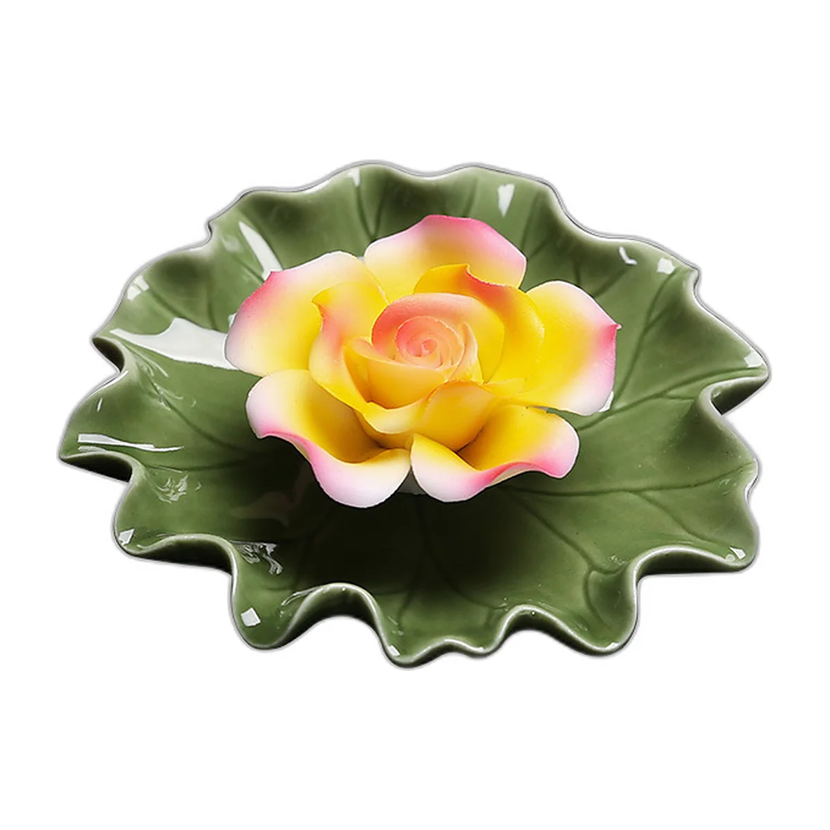 Porcelain lotus flower incense holder on a leaf — photo 5 of 5