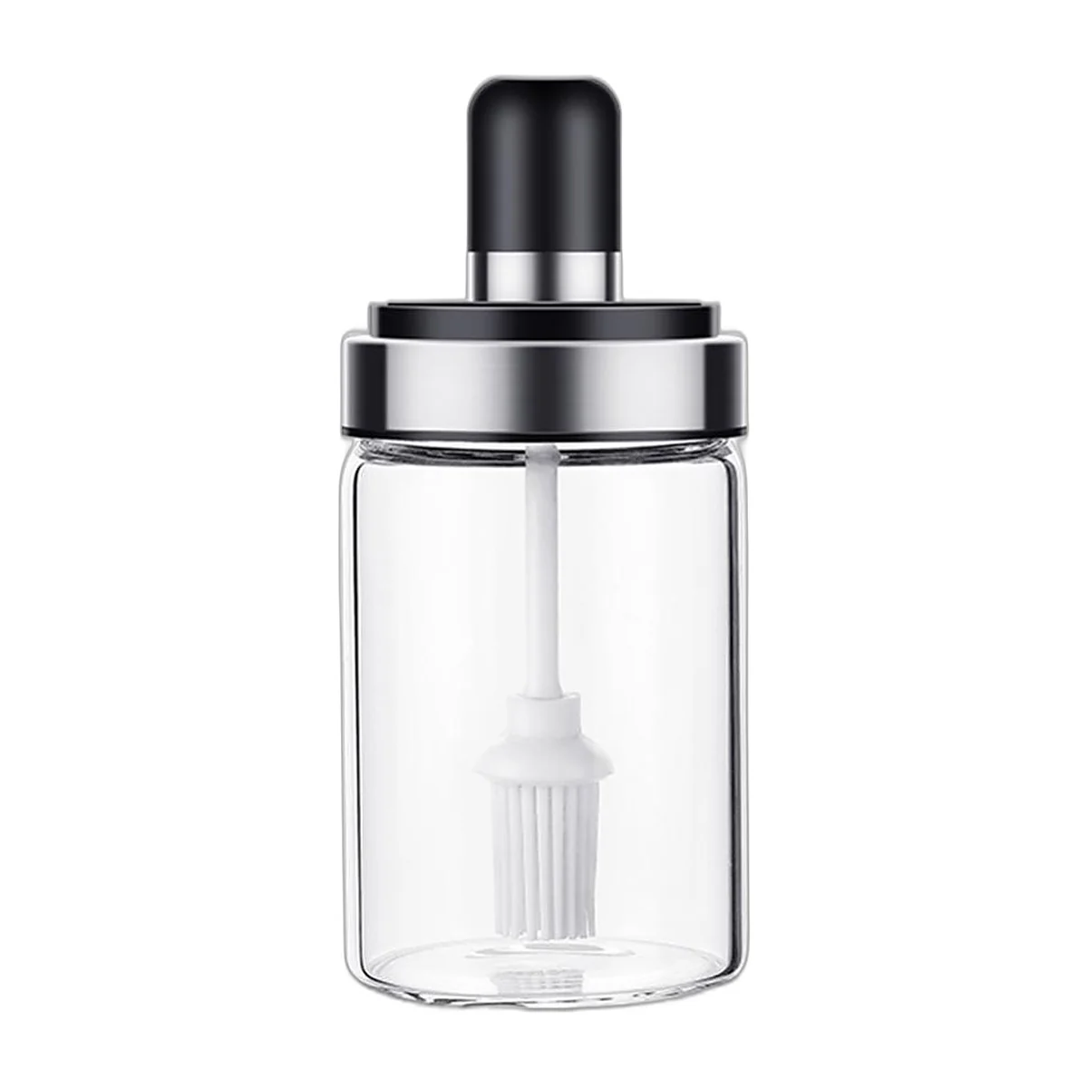 Glass jar with lid and spoon, brush or honey dipper — photo 4 of 4
