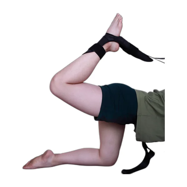Looped stretching strap with foot cradle — view 2
