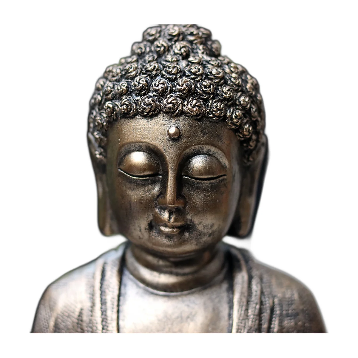 Meditating Buddha figurine, bronze-effect resin — photo 5 of 5