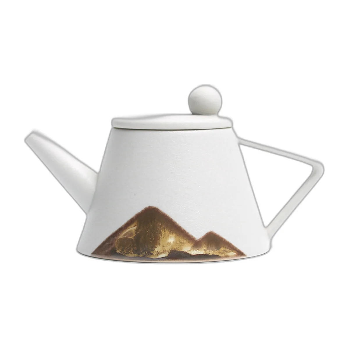 Matte ceramic teapot, mountain decor, built-in filter — photo 6 of 7