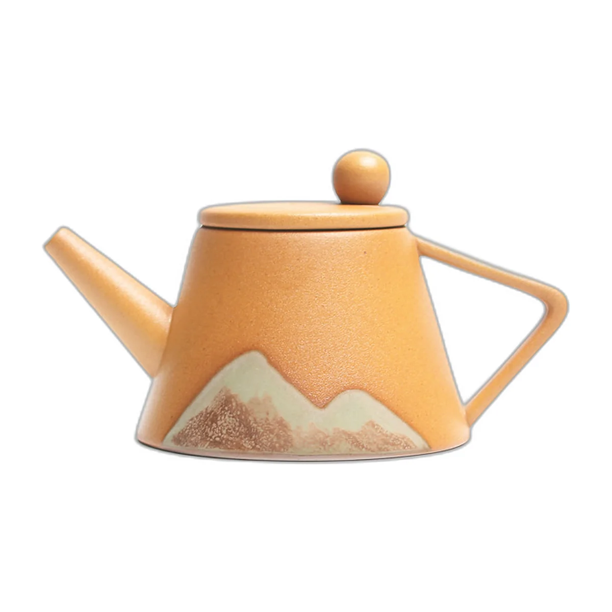 Matte ceramic teapot, mountain decor, built-in filter — photo 7 of 7